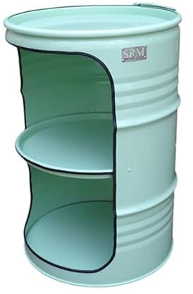 Srm Design Fassregal Fassmöbel Regalfass Design Regal Ölfass Möbel 210 Liter Volumen Farbe Mint-Grün RAL 6019 inkl. 2 Lampenfassungen für E27 Leuchtmittel