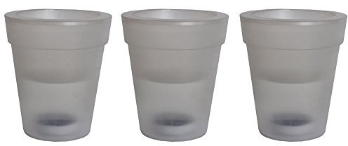 etc-shop Solar LED Blumenkübel Blumentopf Blumentopf leuchtend Solar Blumentopf Beleuchtung, weiß satiniert, Akku LED, H 19,5 cm, 3er Set