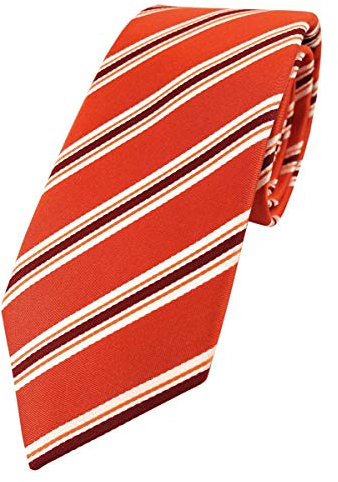 Enrico Sarto hochwertige Designer Seidenkrawatte in orange bordeaux weiß gestreift