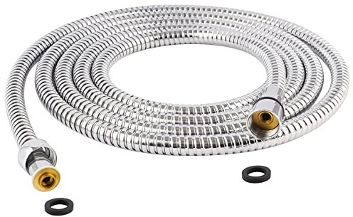 Hibbent Extra langer Duschschlauch aus Metall, 302,3 cm, für Badezimmer, Handbrause, 3 m Verlängerung, Ersatzteil mit Messingbeschlägen aus Edelstahl, poliertes Chrom-Finish