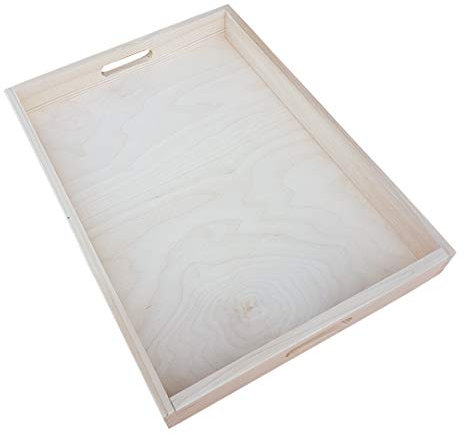 Large Wooden Serving Unpainted Tray 50cmx36cmx 6cm