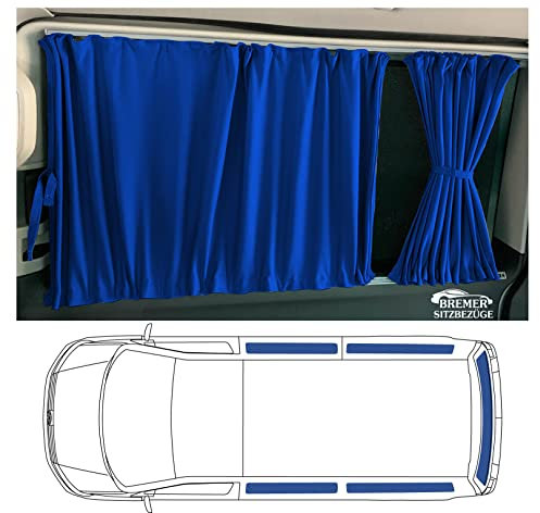 BREMER SITZBEZÜGE Maß Gardinen Vorhänge Sonnenschutz kompatibel mit Mercedes Vito Viano W639 (mittlerer) Langer Radstand 2003-2014 in Blau Camping Zubehör Wohnmobil Zubehör Camper Gardinen Set 703