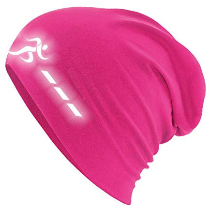 Roughtex Laufmütze Herren Damen Sport Mütze reflektierend zum Laufen Jogging Beanie Laufmützen Sommer Winter Pink XS/S