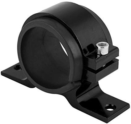KSTE Montagewinkel Schwarz, Aluminum Alloy 50mm Auto Kraftstoffpumpe Montagehalterung, Single-Filter-Clamp Cradle (Schwarz, Rot und Splitter)