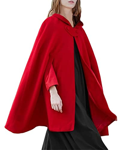 ORANDESIGNE Damen Lose Umhang mit Kapuze Mantel Poncho Kap Winter Herbst Langarm Casual Outwear Longstrickjacke Trenchcoat Cape