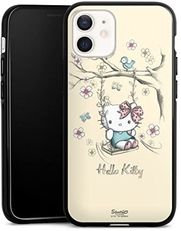 DeinDesign Silikon Hülle kompatibel mit Apple iPhone 12 Mini Case schwarz Handyhülle Hello Kitty Fanartikel Offizielles Lizenzprodukt