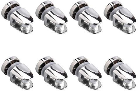 UFURMATE Adjustable Glass Shelf Bracket, 8Pcs Mounting Brackets Zinc Alloy Holders Clamp Clip Supports for 6-10mm Glass Acrylic Wood, Polished Chrome, Penetrable Mounted