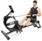 Dripex Rudergerät für das Heim-Fitnessstudio mit leiser Aluminium-Gleitschiene, 16-Fach verstellbarem Magnetwiderstand und LCD-Monitor (Schwarz)