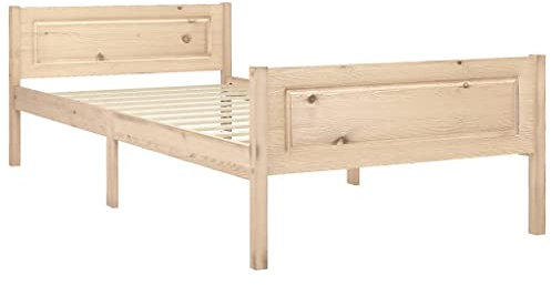 vidaXL Kiefernholz Massivholzbett Bettgestell Holzbett Futonbett Bett Einzelbett Bettrahmen mit Lattenrost Schlafzimmerbett 90x200cm