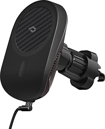 pitaka Handyhalterung mit Ladefunktion Kompatibel mit MagSafe Autohalterung 15W Auto Ladegerät 360°Drehbar Lüftung für iPhone 15/14/13 Serie und MagEZ Case für Galaxy S23/S22 [MagEZ Car Mount Pro]