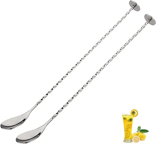Kosma Set of 2 Cocktail Mixing Spoon with Masher Stainless Steel | Twisted Bar Spoon | Cocktail Spoon - 11