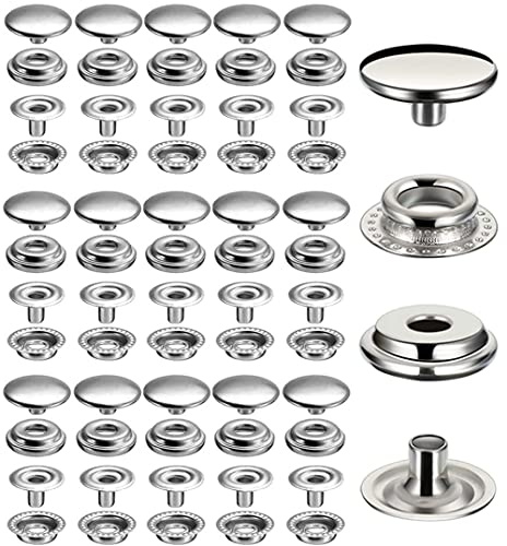 BetterJonny 1000 Stück Druckknopf Metall, 15 mm Canvas Snap Button Druckknopf, Button Edelstahl Presse Snap Fastener Kit für Bootstasche, Leder, DIY Handwerk