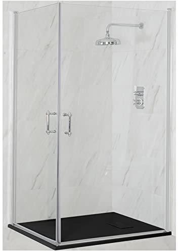 MILANO Chrome Corner Hinged Door Shower Enclosure Graphite Tray 1000x800mm