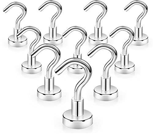 SKmoon Magnetic Hooks,8KG(18LBS Extra Strong Magnetic Hooks for Fridge,Cruise, Van, Refrigerators, Grill, Coat and Storage (Pack of 10)