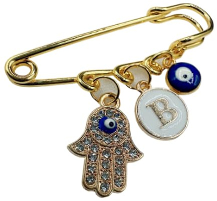 Baby Stecknadel mit Anfangsbuchstabe Anstecknadel Brosche personalisierte Baby Geschenk Mädchen Junge Glücksbringer Kinderwagen PIN Nazar Auge