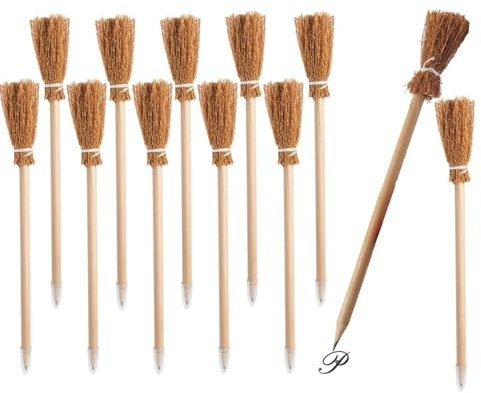 Fournitures de fête de magicien - Crayon balai de sorcière pour fête Cosplay d'anniversaire magique, cadeau enfant,récompense scolaire, décorations d'Halloween, 12PCS