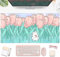 Kawaii Cartoon Kaninchen Schreibtischmatte, niedlich, rosa Tulpen, Schreibtischunterlage, Anime-Blumen-Mauspad, Mädchen Gamer Tastatur Mauspad, Bürodekoration Schreibtischzubehör für Frauen