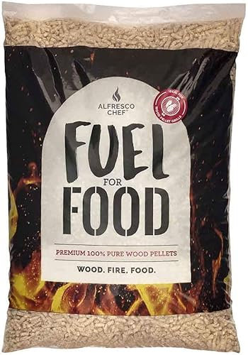 Alfresco Chef Holzpellets | Entfesseln Sie den Geschmack in Ihrem holzbefeuerten Pizzaofen im Freien | Heben Sie Ihr Grillen und Räuchern mit Hartholzpellets auf aromatische Höhen (Kirsche, 9 kg)
