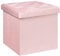 Bonlife Velvet Ottoman Storage Cube, Folding Footrest Stool Seat,Toy Chest Storage Box with Lid,Footstool for Living Room,Pink,40x40x40cm