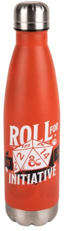 Konix Dungeons & Dragons Isolierflasche - Edelstahl - 500 ml - Roll for Initiative-Motiv - Rot