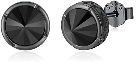 Schwarze Ohrringe für Herren 925 Sterling Silber Schwarze Ohrstecker Punk Gothic Ohrringe Hypoallergen Schwarzer Schmuck Geschenke für Damen