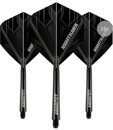 Champify® 15 x 36mm Fusion Dart Schäfte und 15 x Nighthawk Flights | Kunststoff & Aluminium Shafts und Flights als Dart Zubehör für Steeldarts und Softdarts | Für Dartpfeile mit 2BA Gewinde