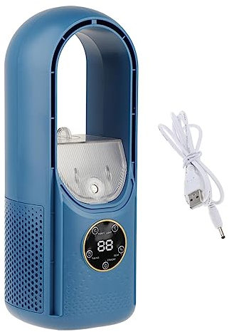Baoblaze Portable Air Conditioner Personal Desk Fan Office Outside Living Room Quiet with Humidifier Cooling Fan Air for Camping, Garden, Hiking, Blue 12x30cm