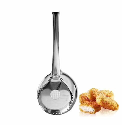 Filter Spoon with Clip Stainless Steel Oil Skimmer Colander Mesh Filter Drainer Frying Tong Multipurpose Vegetable Fruit Bread Fried Gripper Steak Barbecue Tong Turner Kitchen Accessory (1Pc)