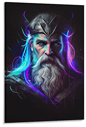 Poster mit nordischer Mythologie Odin, griechischer Gott, Poster, Leinwand, Gemälde, Dekor, Wanddruck, Foto, Zuhause, moderne dekorative Poster, 50 x 75 cm