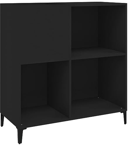 Tidyard Mobile Porta Dischi,Armadietto Porta CD,Supporto per Giradischi,Mobiletto Multiuso,Mobili Soggiorno,Libreria per Soggiorno,Armadio di Stoccaggio,Nero 84,5x38x89 cm in Legno Multistrato