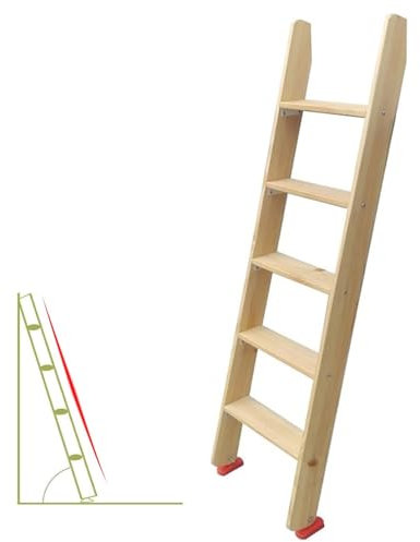 Escalera de madera antideslizante for interiores, cama tipo loft/dormitorio, cama for vehículos recreativos, escalera de madera con 5 peldaños anchos, escalera de barandilla de seguridad for niños may