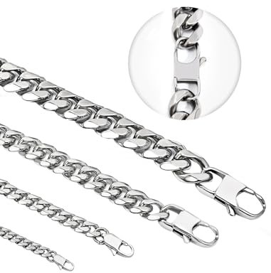 Inscca Silber Kette Herren 65 cm Lang Panzerkette 6 mm Cuban Halskette Chirurgenstahl Edelstahl für Jungen Dünn Herren Stämmig Druckknopf Hip Hop Anlaufgeschützt