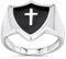 Bling Jewelry Personalisierbarer Unisex-Ring mit schwarzem Onyx-Inlay, religiösem christlichem Schild-Kreuz-Siegelring für Frauen, Männer, Teenager, aus .925 Sterlingsilber.