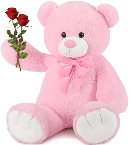 MorisMos Ours en Peluche Geant 120cm, XXL Rose Peluche Géante Kawaii Nounours Geant, Grand Teddy Bear Cadeau pour Enfant Petite Amie Anniversaire Saint Valentin Decoration