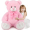 MorisMos Ours en Peluche Geant 120cm, XXL Rose Peluche Géante Kawaii Nounours Geant, Grand Teddy Bear Cadeau pour Enfant Petite Amie Anniversaire Saint Valentin Decoration