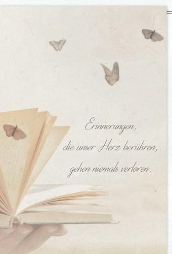 Skorpion Trauerkarte Beileid - Elegante Karte mit Schmetterlingen, Buch & Herz | Einfühlsame Kondolenz für Trost & Gedenken bei Verlust - mit Umschlag