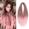 Dreadlocks Extension, 24 inch Ombre Pink Thin 0.6cm Fake Dreads Extensions, 10 pcs Double Ended Synthetic Dreadlock Extensions Reggae Hippie Braid in Dreads for Women(30/Pink, DE 10 Strands)