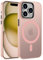 ORDA Magnetisch Hülle für iPhone 15 Pro 6,1 Zoll Kompatibel mit MagSafe,Durchscheinende Matt Handyhülle für iPhone 15 Pro Rückseite Dünn Stoßfest Schutzhülle Rosa