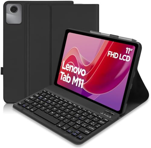 Hofsos Tastiera Custodia per Lenovo Tab M11 2024 11 Pollici (TB330/TB331), Italiano QWERTY Rimovibile Bluetooth Tastiera, Custodia con Supporto Pen per Lenovo M11 Tablet 2023 11 Pollici -Nero