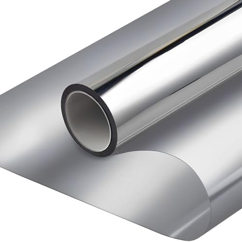 Qobobo Vinilo Espejo para Ventanas Anti Sol 44,5 x 200 cm Vinilos para Cristales Window Film Ventana Privacidad Vinilo Adhesivo Cristal Pelicula Aislante Termico Ventanas Plateado