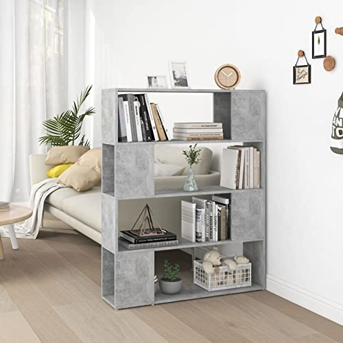 ShGaxin Estantería Divisor de Espacios, Libreria Estanteria, Estanteria Libros, Estanteria Alta, Estanteria Escalera, Estanterias Habitacion Juvenil, Gris hormigón 100x24x124 cm