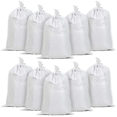 Strapazierfähige Gartenabfallsäcke, Gewebte Säcke, 15 Stück, Polypropylen-Leinensack, PP-starke Schuttsäcke, Weiß, Leere Jumbo-Müllsäcke, Bautasche, Gewebte Säcke, Schuttsack, 40 X 62 Cm (Size : 30pc