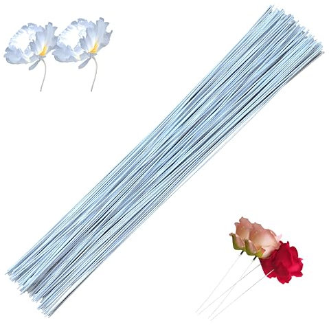 SUNIVOLSY Confezione da 100 steli floreali da 40 cm, calibro 18, in carta bianca, per bouquet fai da te e artigianato all'uncinetto
