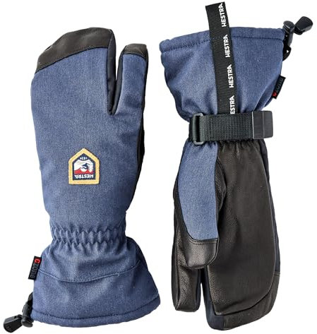 Hestra Unisex CZone Mountain 3-Finger Handschuh Wasserdicht Winddicht Leder Alpin Skihandschuh für Damen & Herren - Navy - 10