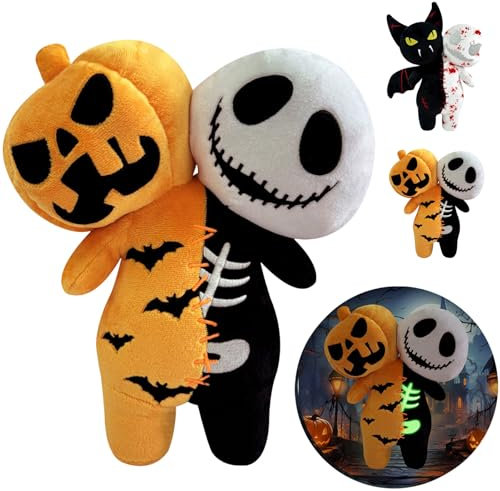 POPOYU Doppelkopf Fledermaus Geist, Vampir, Totenkopf Kuscheltier, Zombie Plüschtier für Halloween-Kinder-Geschenk Dekoration