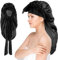 Tyqour Lange Satin Schlafmütze für Damen, Lange Seidenhaube zum Schlafen Verstellbar Satin Schlafhaube Haare Schützen, Lange Satin Haarhaube für Die Nacht, für Langes Lockiges Haar(Schwarz)
