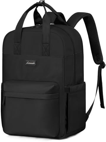LOVEVOOK Laptop Backpack Womens, 15.6inch Rucksack Back Packs, Work Laptop Bags for Women Ladies, Lightweight Backpacks for Travel School College University, Black