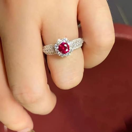 CWLPSL Infinity Promise Ring 14K Weißgold Mosambik Echter Rubinring mit Diamanten für Frauen Geformter Rubin Handgefertigter Schmuck für sie Rubinring für Frauen