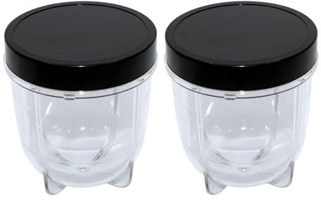 FHAJKTJB 2 Pack Short Cup With Black Jar Lid, Compatible With Magic Bullet ,Blender Juicer MB1001 250W