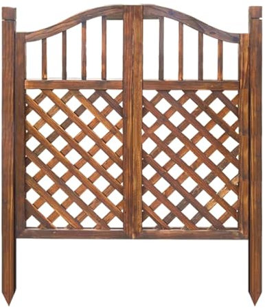 GOCHUSX Swinging Doors Coffee Shop Doors, Outdoor Solid Wood Swing Door, Picket Fence Gate Kit, Entrance Swinging Door For Backyard, Patio, Outdoor, Or Garden Fence(B-Brown,110x100cm)